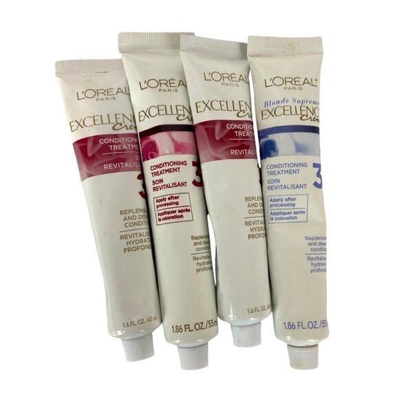 LOreal Paris Excellence Creme Conditioning Treatment 4-Pack 1.86 Fl Oz Tubes - Picture 1 of 2